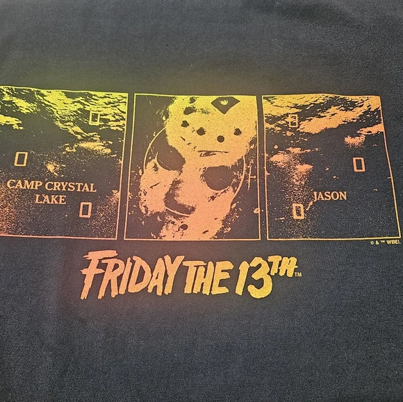 Friday The 13th T-Shirt Mens XL Black Orange Graphic Halloween Horror Spooky Tee - Picture 3 of 6
